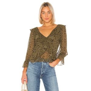 Misa Los Angeles Women's Lilyanna Long Sleeve Top In Army Green Dot XS